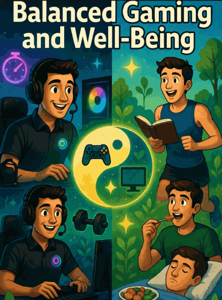 Illustration of balanced gaming and well-being
